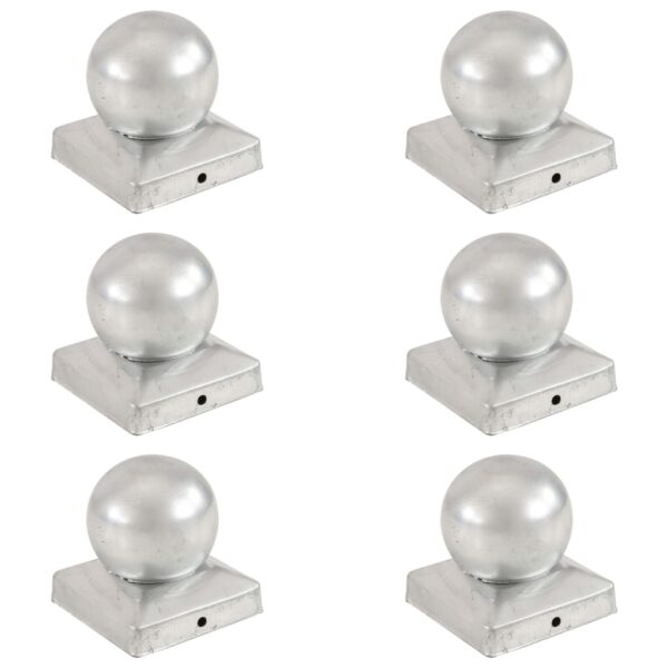 Post Caps 6 pcs Globe Final Galvanised Metal 91x91 mm