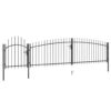 Garden Fence Gate with Spear Top 5x1.5 m Black