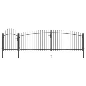 Garden Fence Gate with Spear Top 5x1.75 m Black