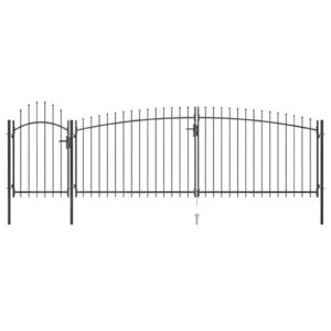 Garden Fence Gate with Spear Top 5x2 m Black