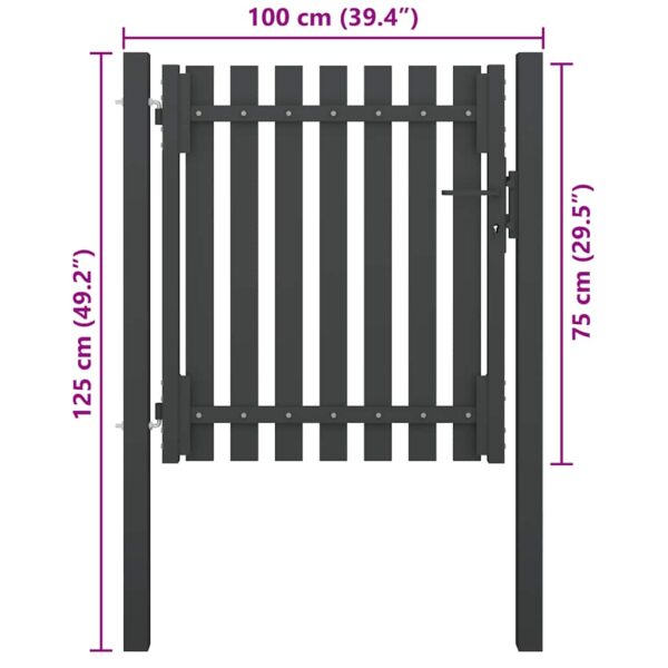 Garden Fence Gate Steel 1x1.25 m Anthracite