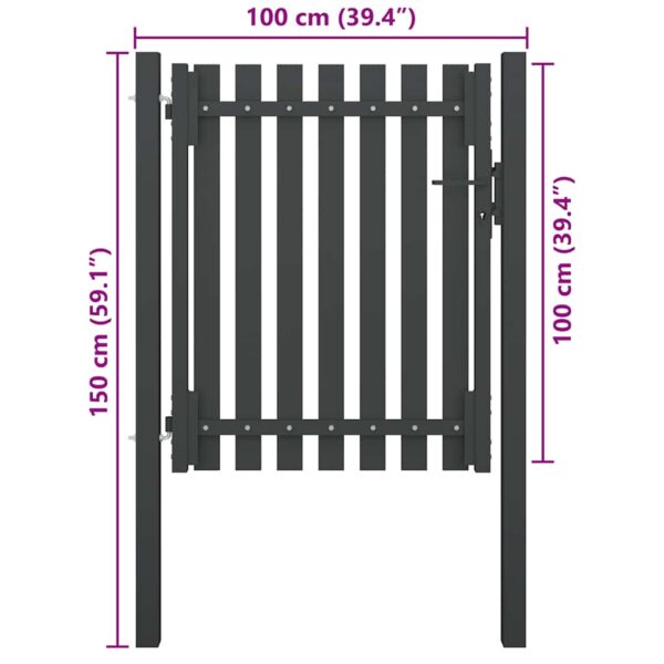 Garden Fence Gate Steel 1x1.5 m Anthracite
