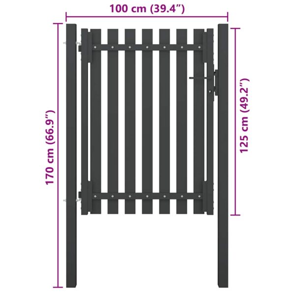Garden Fence Gate Steel 1x1.7 m Anthracite