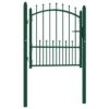 Fence Gate with Spikes Steel 100x100 cm Green