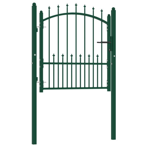 Fence Gate with Spikes Steel 100x100 cm Green