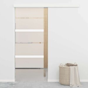Sliding Door ESG Glass and Aluminium 76x205 cm Silver