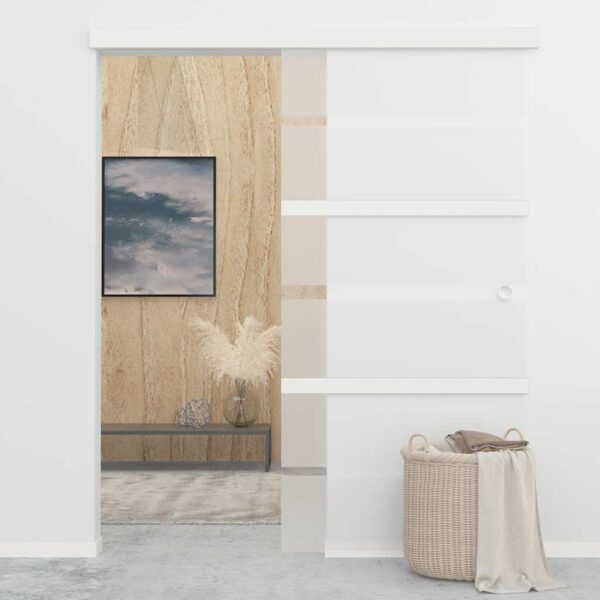 Sliding Door ESG Glass and Aluminium 102.5x205 cm Silver