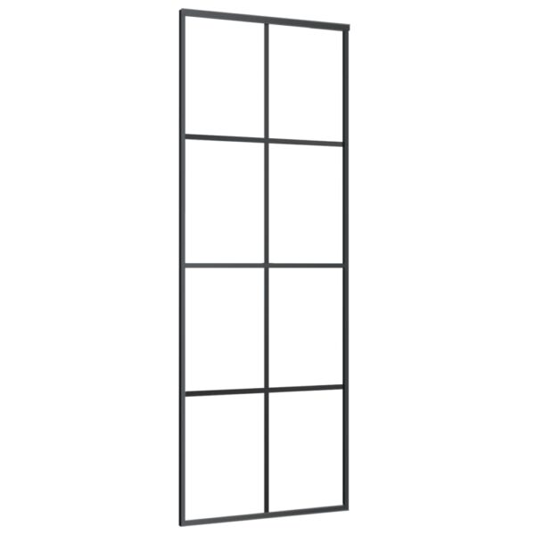 Sliding Door Aluminium and ESG Glass 76x205 cm Black
