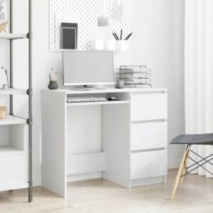 Desk White 90x45x76 cm Engineered Wood