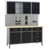 Workbench with Four Wall Panels and Two Cabinets