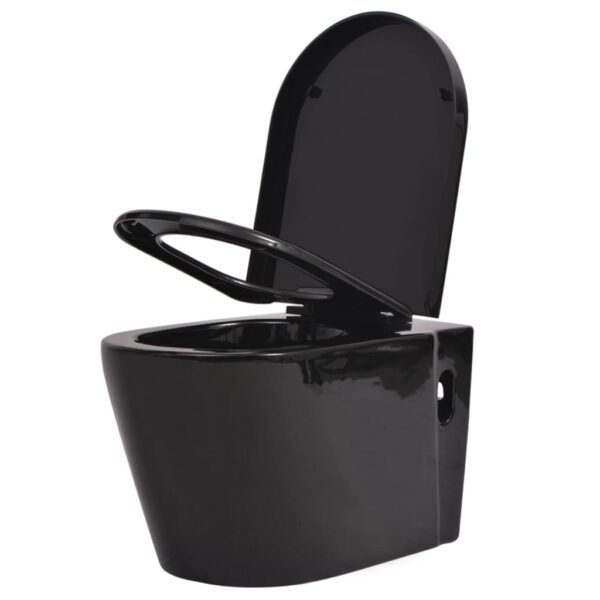 Wall Hung Toilet with Concealed Cistern Ceramic Black