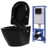 Wall Hung Toilet with Concealed Cistern Ceramic Black