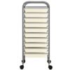 10-Drawer Mobile Storage Trolley White Plastic