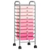 10-Drawer Mobile Storage Trolley Ombre Pink Plastic