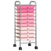 10-Drawer Mobile Storage Trolley Ombre Pink Plastic