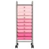 10-Drawer Mobile Storage Trolley Ombre Pink Plastic