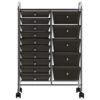 XXL 15-Drawer Mobile Storage Trolley Black Plastic