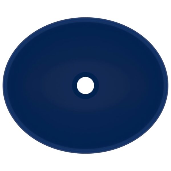 Luxury Basin Oval-shaped Matt Dark Blue 40x33 cm Ceramic