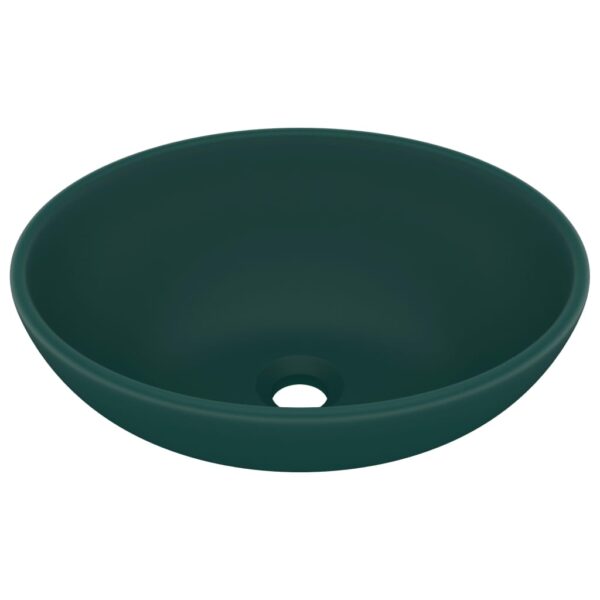 Luxury Basin Oval-shaped Matt Dark Green 40x33 cm Ceramic