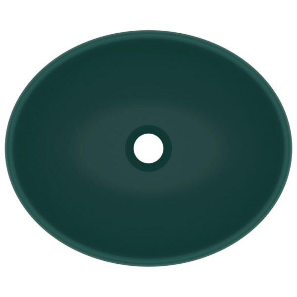 Luxury Basin Oval-shaped Matt Dark Green 40x33 cm Ceramic