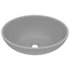Luxury Basin Oval-shaped Matt Light Grey 40x33 cm Ceramic