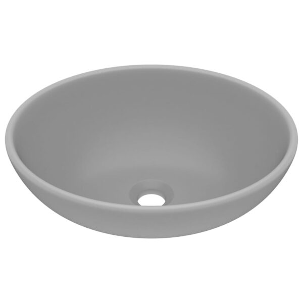Luxury Basin Oval-shaped Matt Light Grey 40x33 cm Ceramic