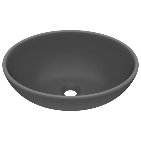 Luxury Basin Oval-shaped Matt Dark Grey 40x33 cm Ceramic