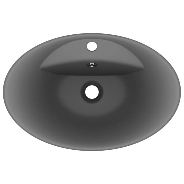 Luxury Basin Overflow Oval Matt Dark Grey 58.5x39 cm Ceramic