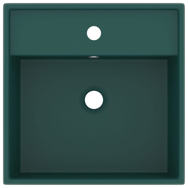 Luxury Basin Overflow Square Matt Dark Green 41x41 cm Ceramic