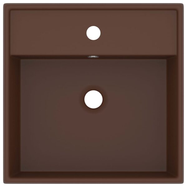 Luxury Basin Overflow Square Matt Dark Brown 41x41 cm Ceramic