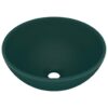 Luxury Bathroom Basin Round Matt Dark Green 32.5x14 cm Ceramic