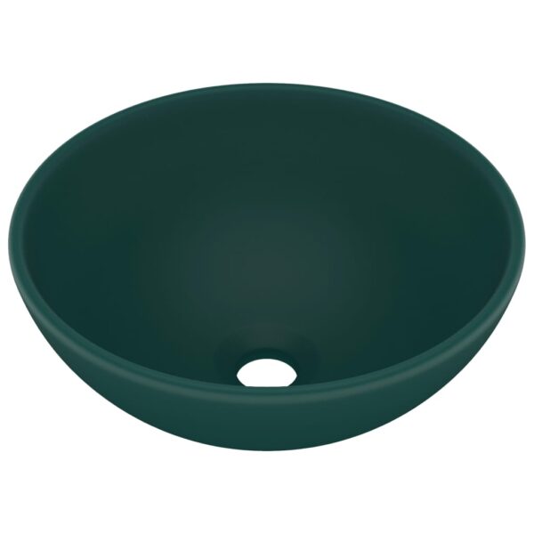 Luxury Bathroom Basin Round Matt Dark Green 32.5x14 cm Ceramic