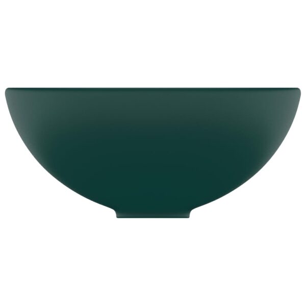 Luxury Bathroom Basin Round Matt Dark Green 32.5x14 cm Ceramic