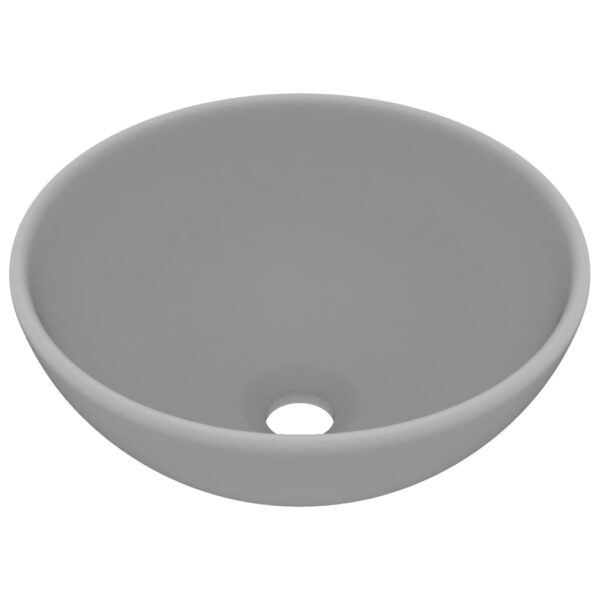 Luxury Bathroom Basin Round Matt Light Grey 32.5x14 cm Ceramic