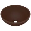 Luxury Bathroom Basin Round Matt Dark Brown 32.5x14 cm Ceramic