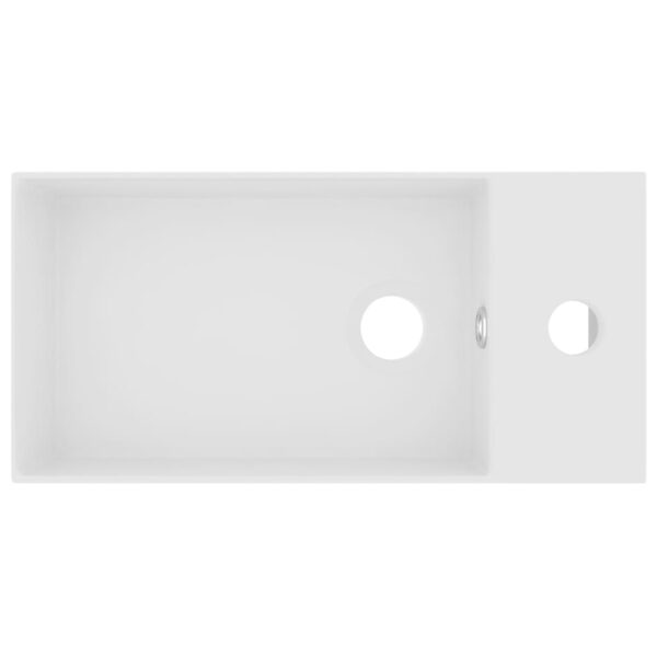 Bathroom Sink with Overflow Ceramic Matt White