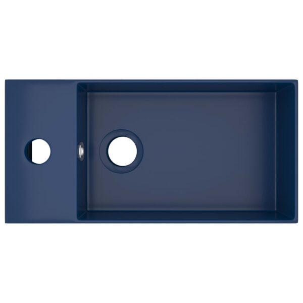 Bathroom Sink with Overflow Ceramic Dark Blue