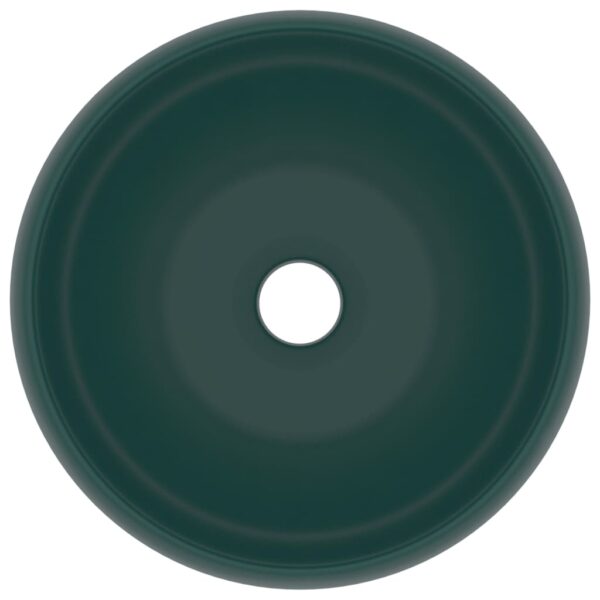 Luxury Wash Basin Round Matt Dark Green 40x15 cm Ceramic