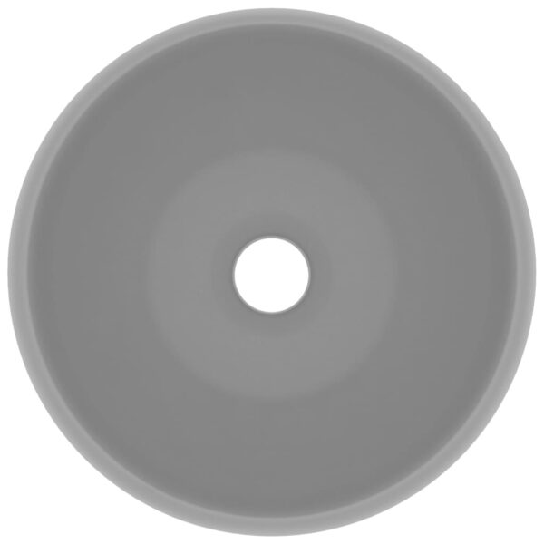 Luxury Wash Basin Round Matt Light Grey 40x15 cm Ceramic