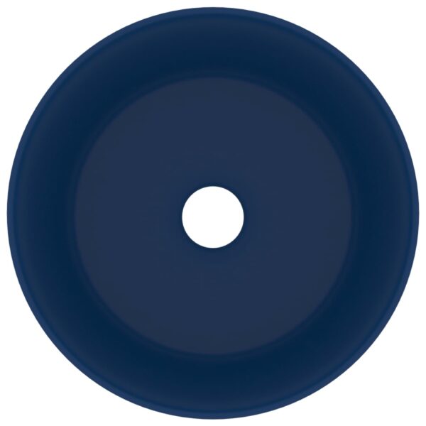 Luxury Wash Basin Round Matt Dark Blue 40x15 cm Ceramic