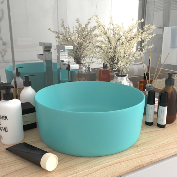 Luxury Wash Basin Round Matt Light Green 40x15 cm Ceramic