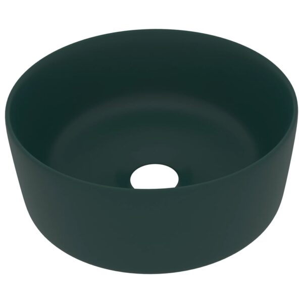 Luxury Wash Basin Round Matt Dark Green 40x15 cm Ceramic