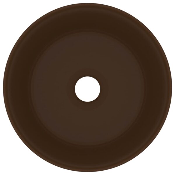 Luxury Wash Basin Round Matt Dark Brown 40x15 cm Ceramic