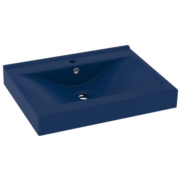 Luxury Basin with Faucet Hole Matt Dark Blue 60x46 cm Ceramic