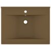 Luxury Basin with Faucet Hole Matt Cream 60x46 cm Ceramic
