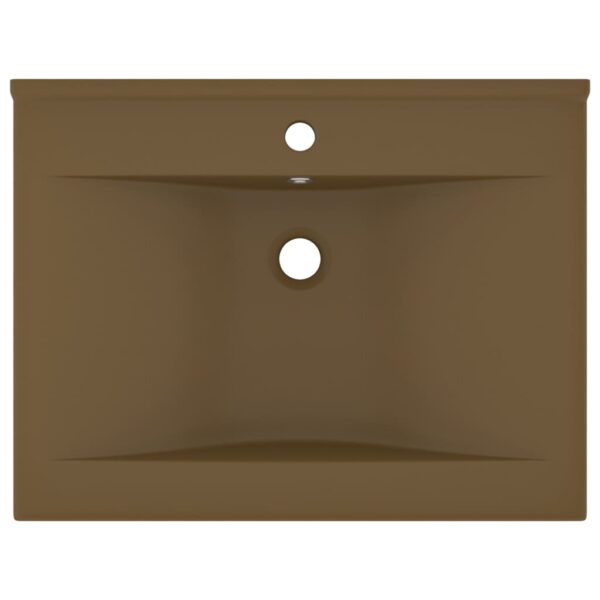 Luxury Basin with Faucet Hole Matt Cream 60x46 cm Ceramic