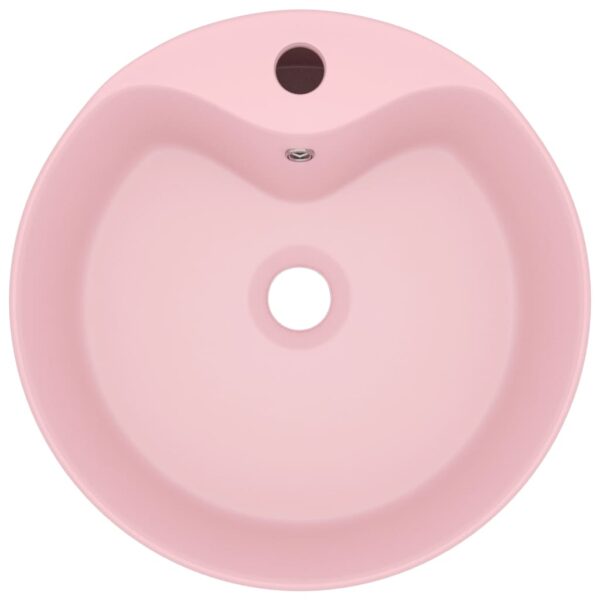 Luxury Wash Basin with Overflow Matt Pink 36x13 cm Ceramic