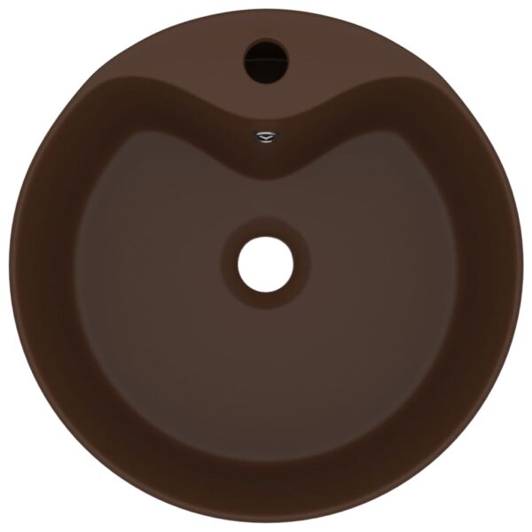 Luxury Wash Basin with Overflow Matt Dark Brown 36x13 cm Ceramic
