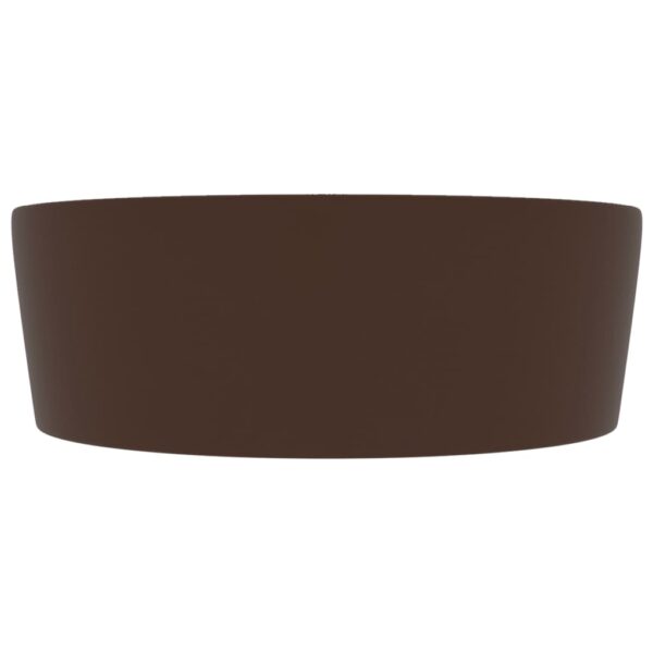 Luxury Wash Basin with Overflow Matt Dark Brown 36x13 cm Ceramic