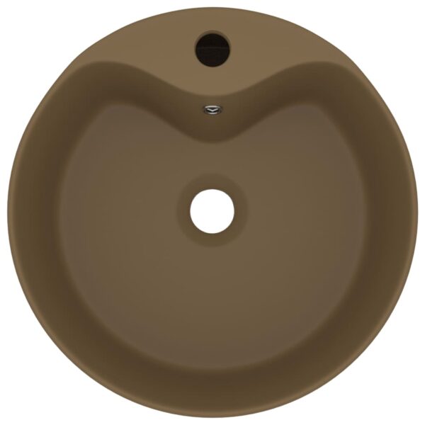 Luxury Wash Basin with Overflow Matt Cream 36x13 cm Ceramic